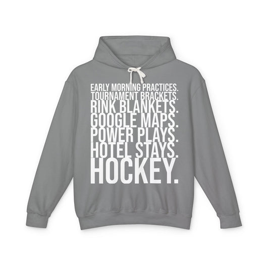 Hockey Lifestyle Hoodie Sweatshirt with White Text
