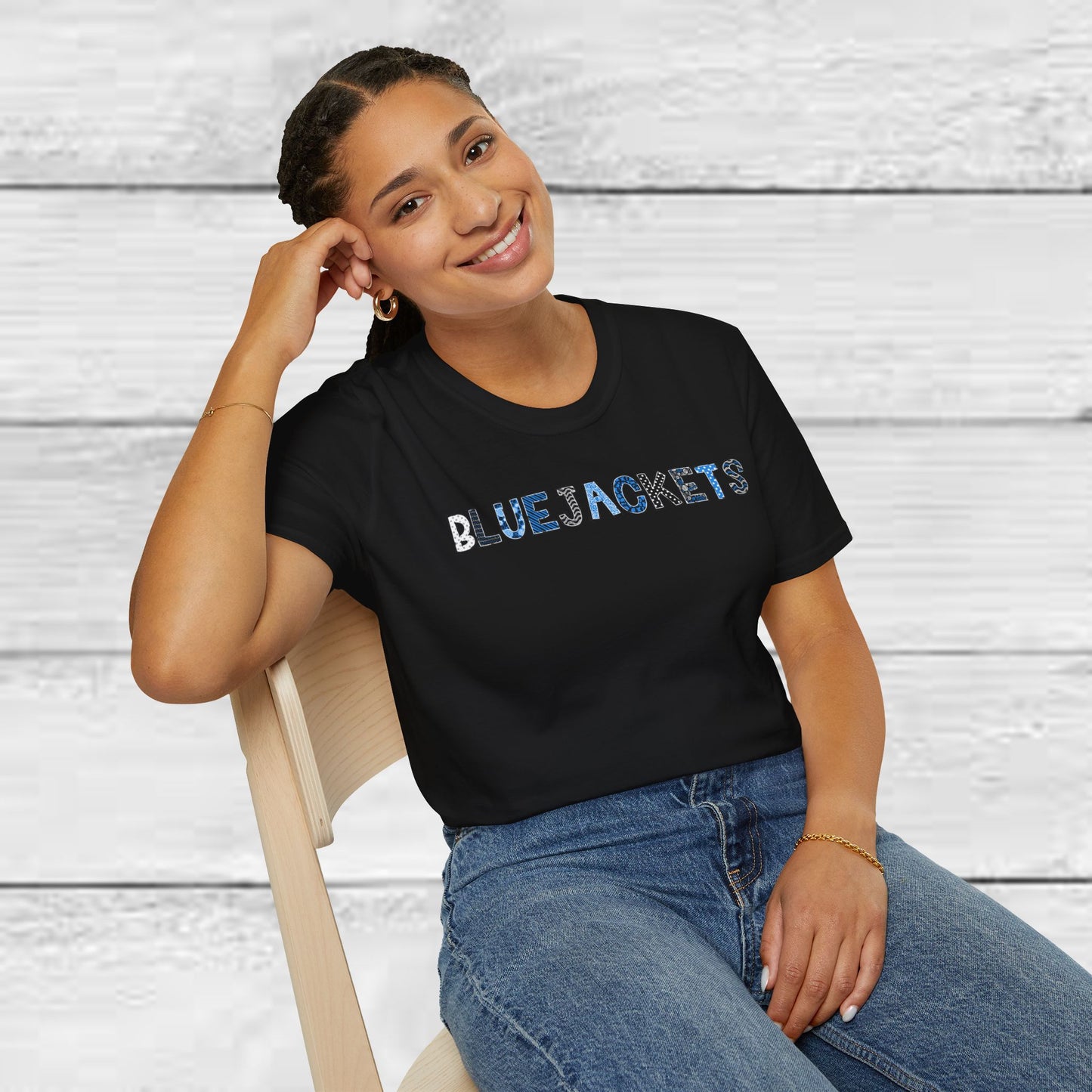 CI Bluejackets (Patchwork Font - Unisex Softstyle T-Shirt)