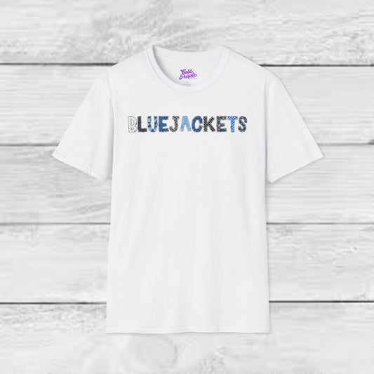 CI Bluejackets (Patchwork Font - Unisex Softstyle T-Shirt)