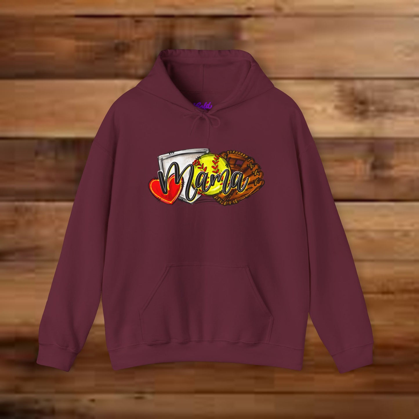 Softball MAMA (Sketched artwork - Unisex Heavy Blend™ Hooded Sweatshirt)