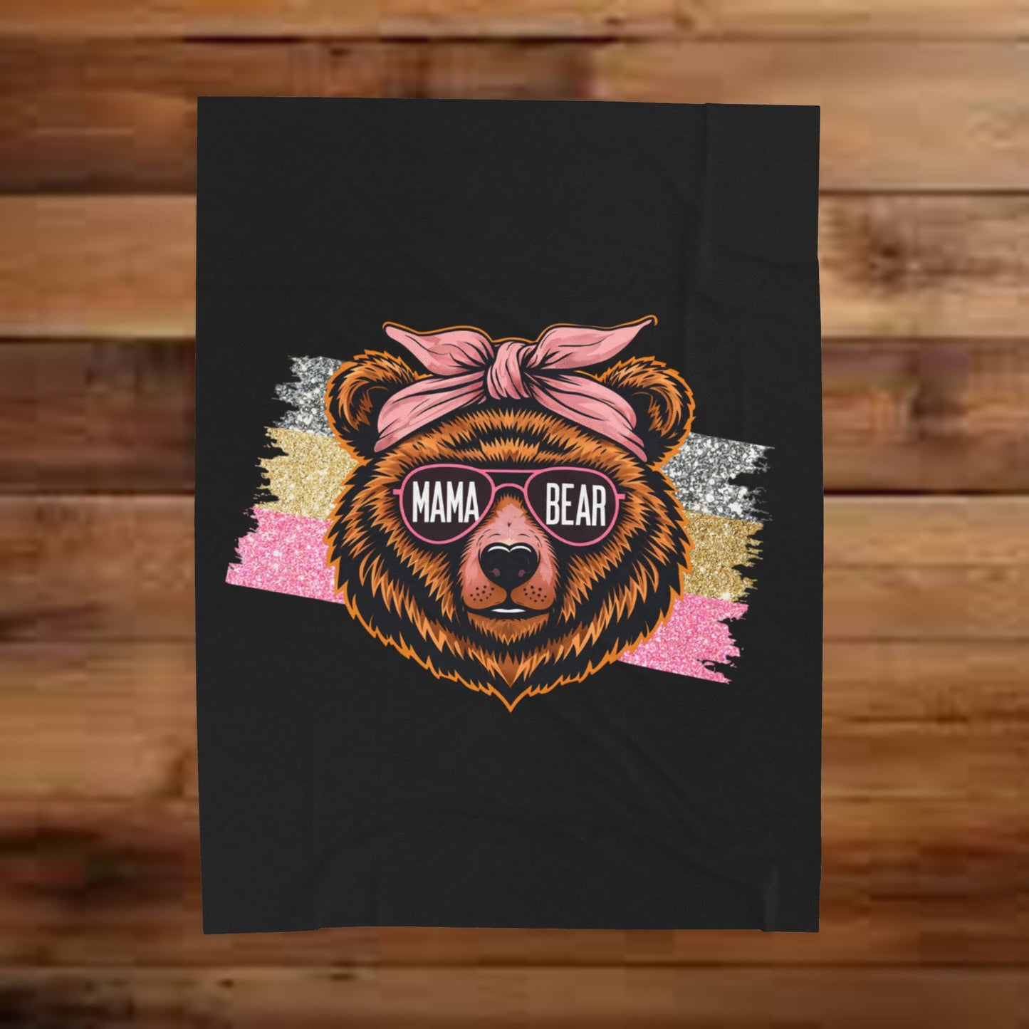Mama Bear (pink sparkles) ~ Velveteen Plush Blanket