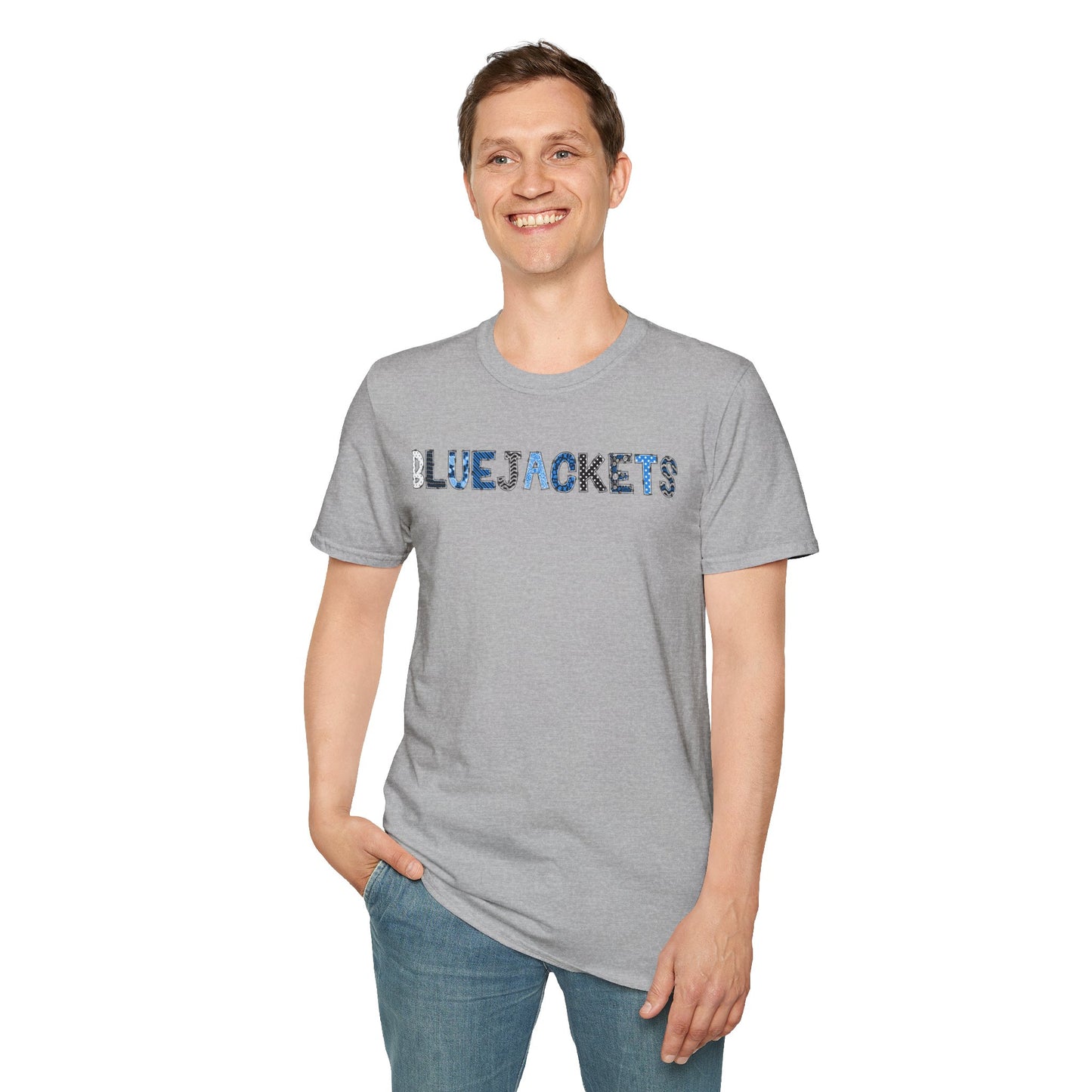CI Bluejackets (Patchwork Font - Unisex Softstyle T-Shirt)