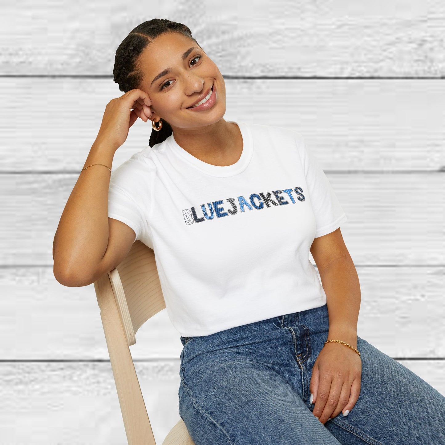 CI Bluejackets (Patchwork Font - Unisex Softstyle T-Shirt)