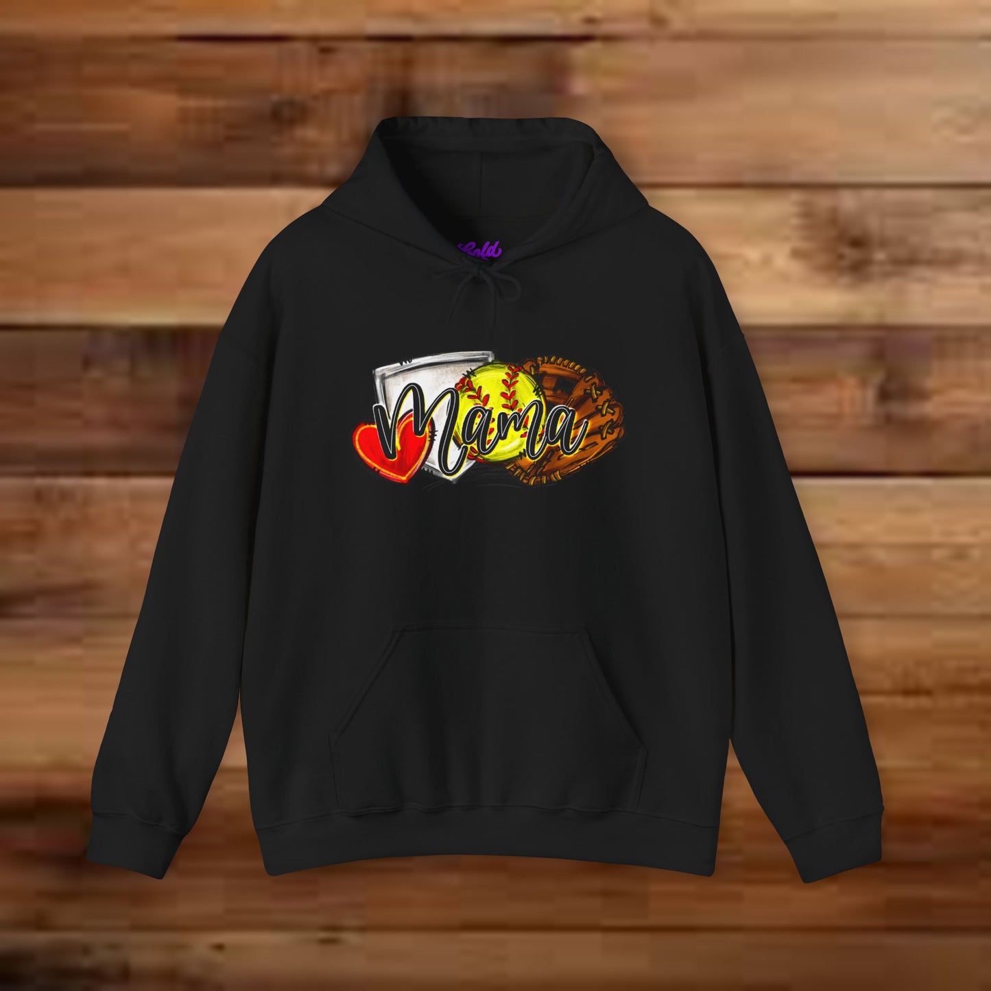 Softball MAMA (Sketched artwork - Unisex Heavy Blend™ Hooded Sweatshirt)