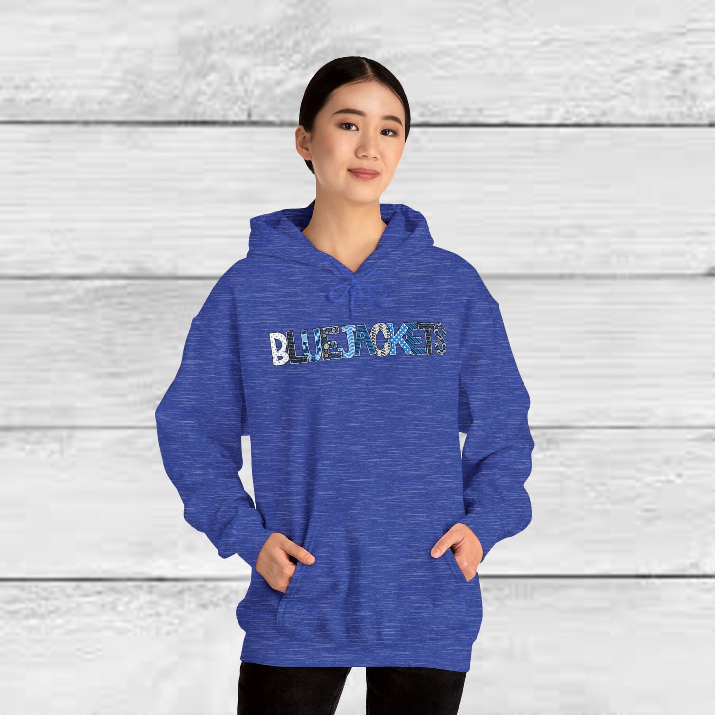 CI - Bluejackets (Patchwork Font Unisex Heavy Blend™ Hooded Sweatshirt)